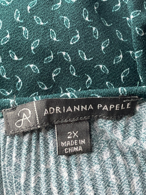 Blusa Adrianna Papell Acanalada Verde-Talla 2XL