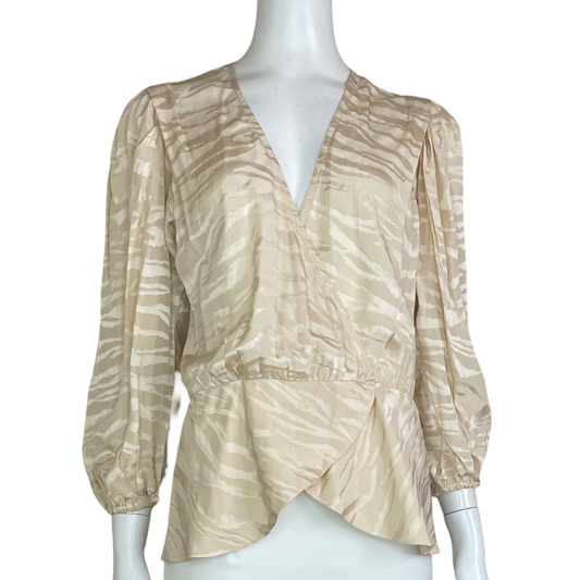 Blusa Ronny Kobo Estampado Mangas Larga Beige-Talla M