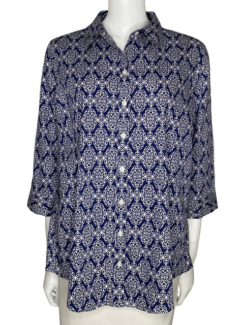 Camisa Chico's Estampada Manga Larga Azul-Talla 2