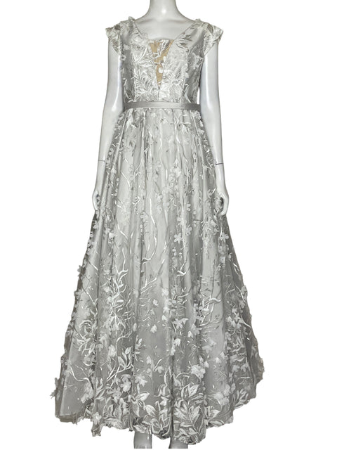 Vestido Kenzel Bordado Escote V Blanco - Talla S