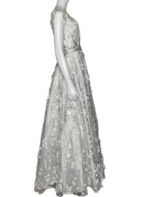 Vestido Kenzel Bordado Escote V Blanco - Talla S