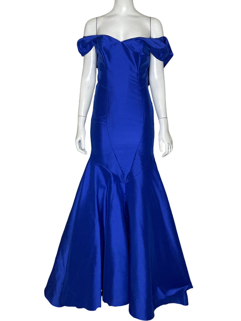 Vestido Theia Hombros Caidos Azul - Talla 10