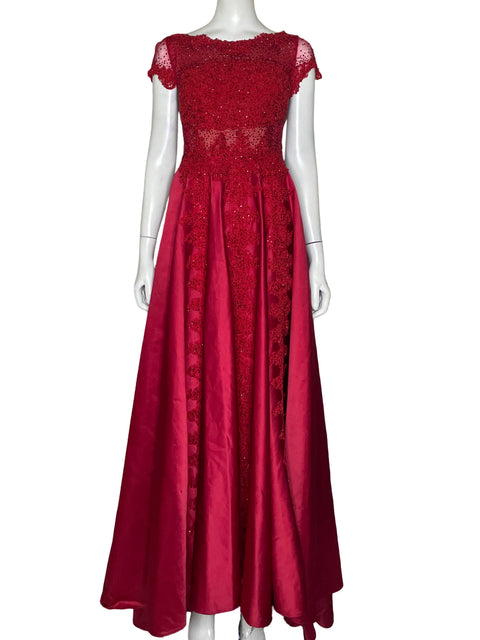 Vestido Emy Couture Encaje Con Pedrería Rojo - Talla S