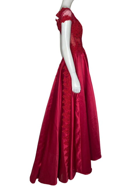 Vestido Emy Couture Encaje Con Pedrería Rojo - Talla S