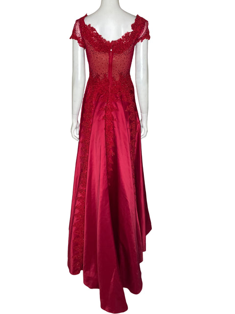 Vestido Emy Couture Encaje Con Pedrería Rojo - Talla S