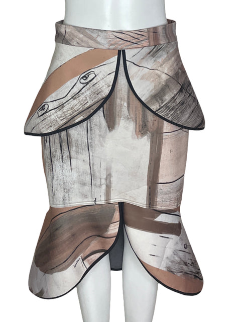 Falda Andres Otalora Vuelo Estampada Marron- Talla 12