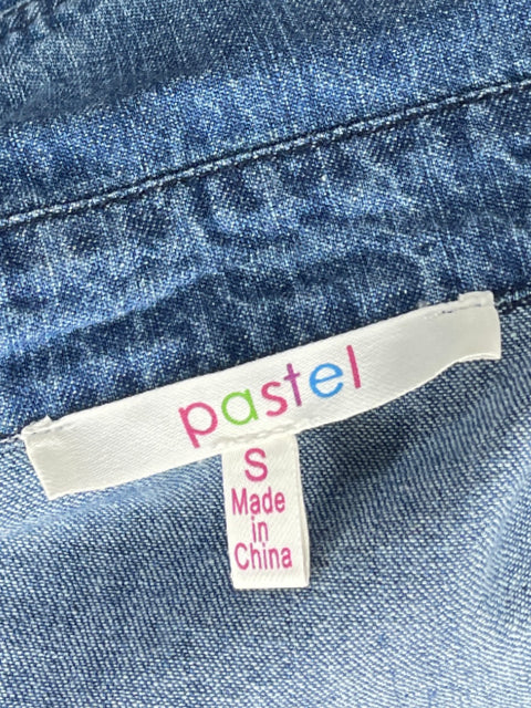 Camisa Pastel Denim Bolsillos Azul-Talla S