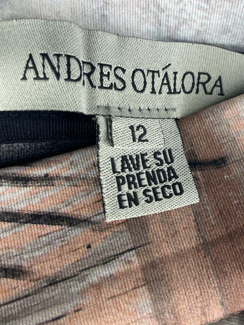 Falda Andres Otalora Vuelo Estampada Marron- Talla 12