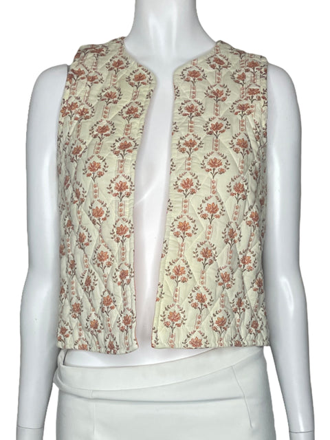 Chaleco Gapra Acolchado Floral Naranja-Talla XS