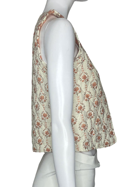 Chaleco Gapra Acolchado Floral Naranja-Talla XS