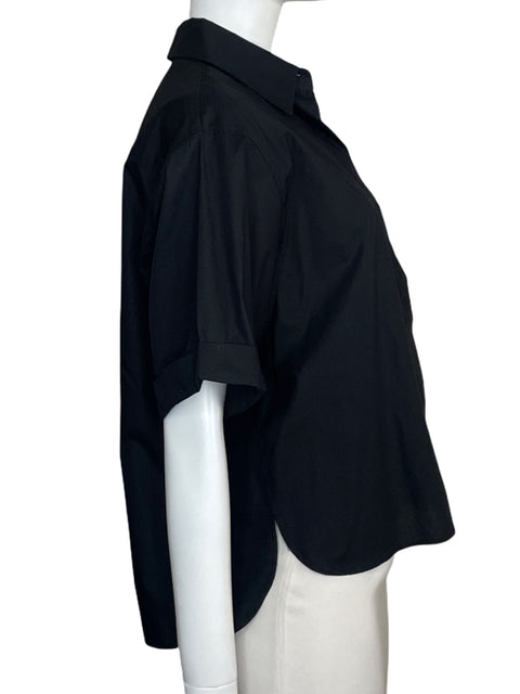 Camisa Zara Manga Corta Bolsillo Negro-Talla XS