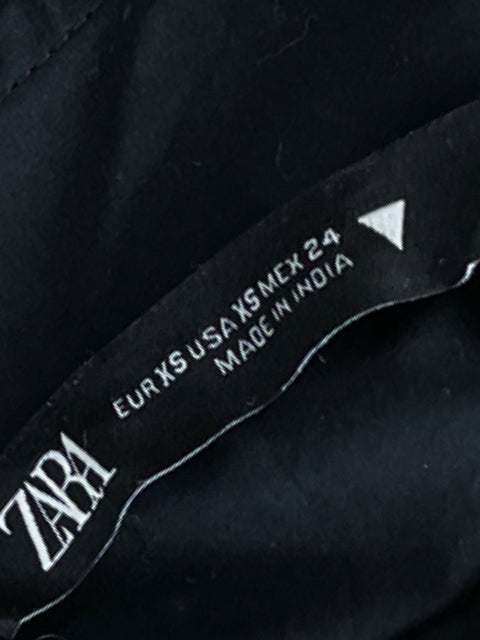 Camisa Zara Manga Corta Bolsillo Negro-Talla XS