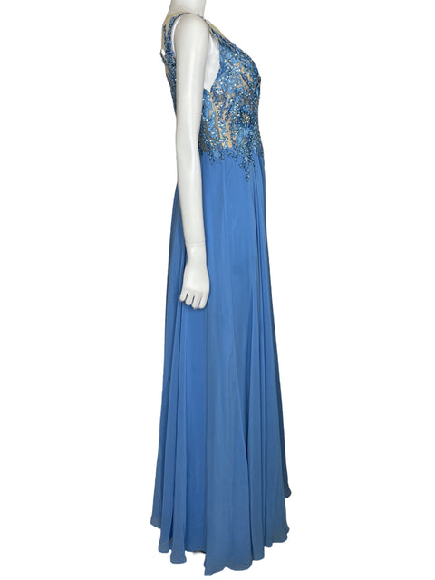 Vestido Glow Dress Maxi Pedrería Azul-Talla 8