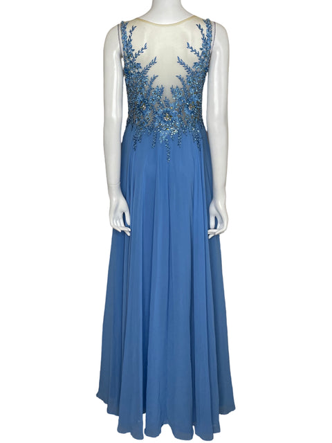 Vestido Glow Dress Maxi Pedrería Azul-Talla 8