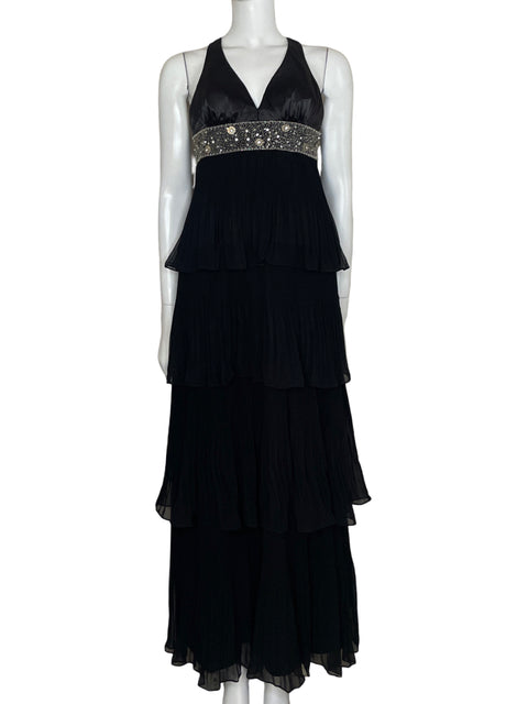 Vestido Dave & Johnny Maxi Vuelos Negro-Talla 1/2