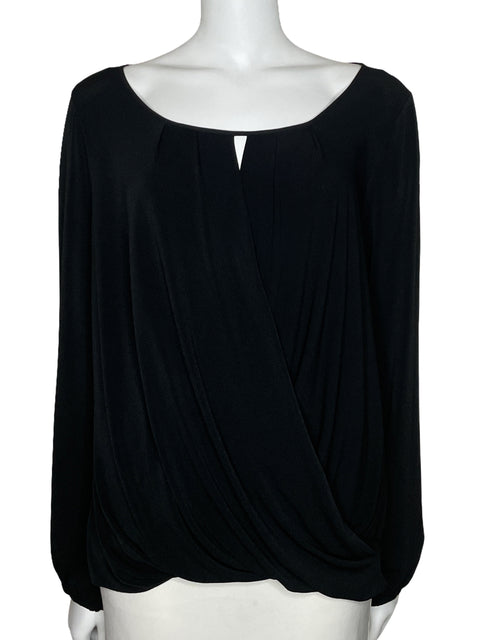 Blusa Ann Taylor Plisada Manga Larga Negro-Talla L