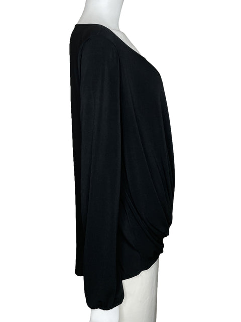 Blusa Ann Taylor Plisada Manga Larga Negro-Talla L