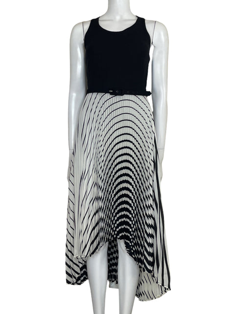 Vestido Eva Franco Plisado Midi Negro-Talla 4