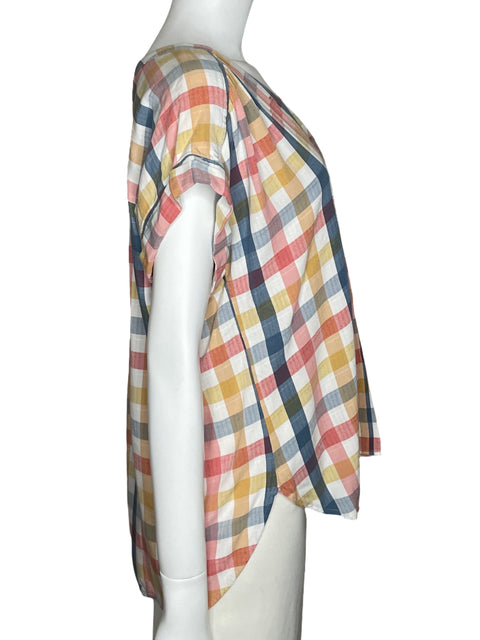 Camisa Loft Cuadros Manga Corta Blanco-Talla L