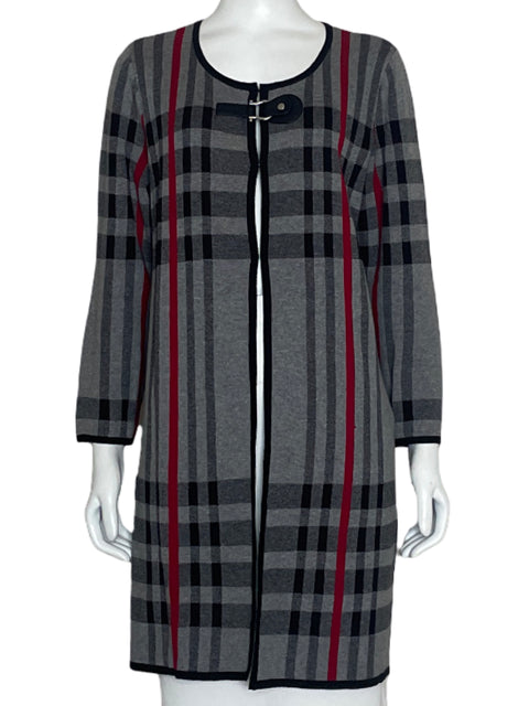 Cardigan Anne Klein Cuadros Gris-Talla M