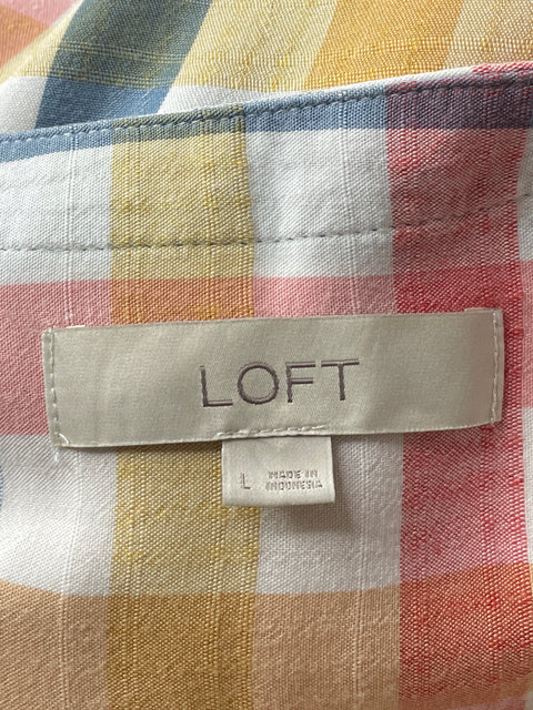 Camisa Loft Cuadros Manga Corta Blanco-Talla L