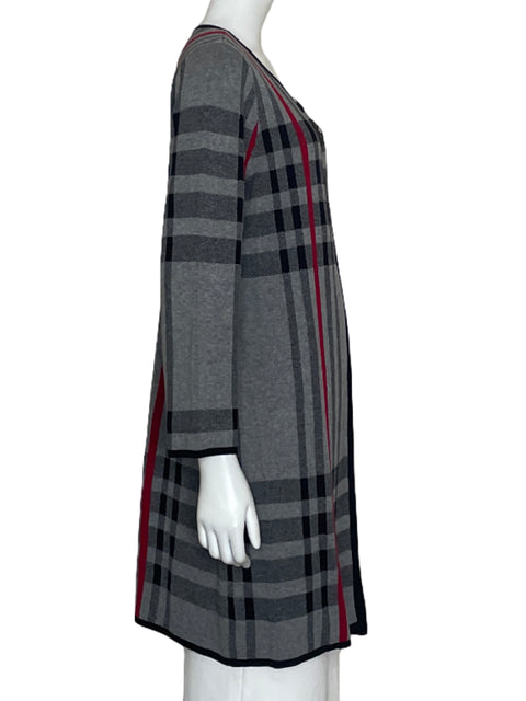 Cardigan Anne Klein Cuadros Gris-Talla M