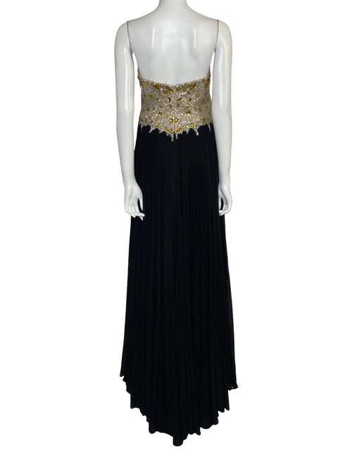 Vestido Terani Couture Strapless Pedrería Negro-Talla M