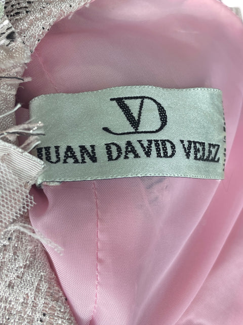 Vestido Juan David Velez Pedreria Rosado- Talla L