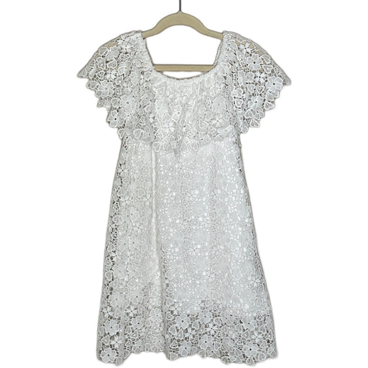 Vestido Zara Bordado Floral Blanco-Talla 7