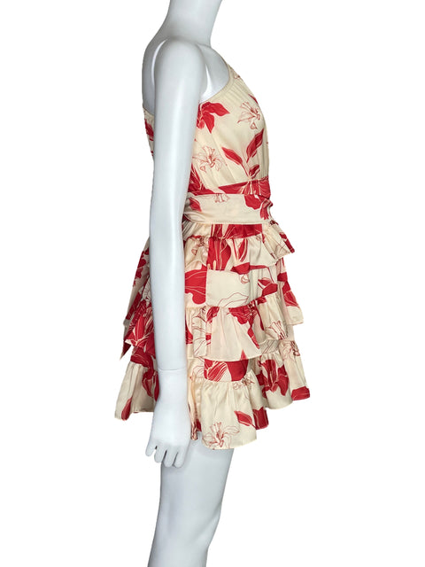 Vestido Michelle Forero Vuelos One Shoulder Beige-Talla S