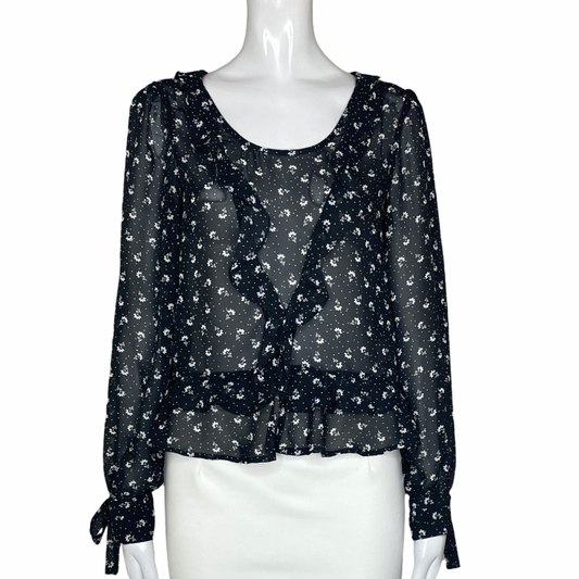 Blusa SFERA BASIC Estampado Flecos Negro-Talla M