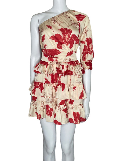 Vestido Michelle Forero Vuelos One Shoulder Beige-Talla S