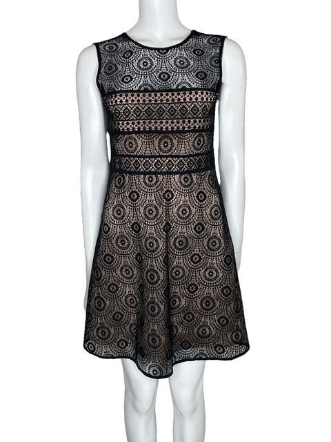 Vestido Zara Encaje Mini Negro-Talla S