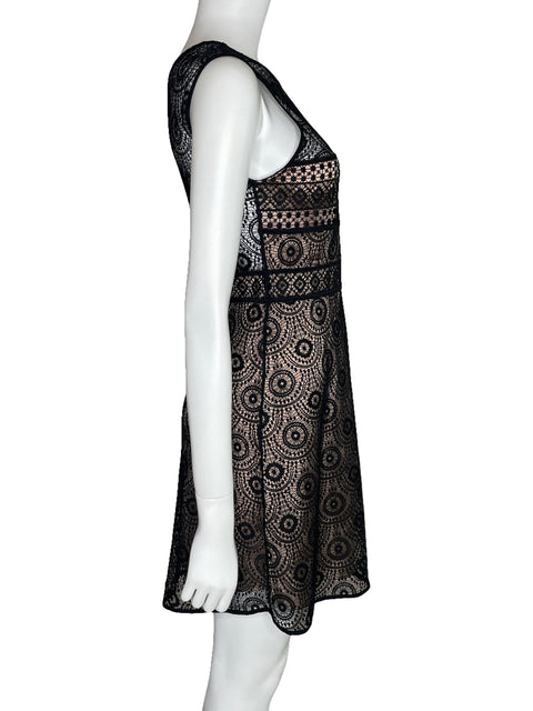Vestido Zara Encaje Mini Negro-Talla S