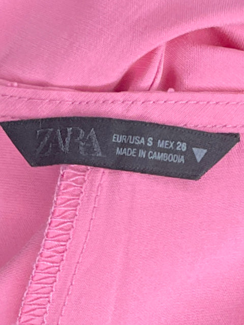 Vestido Zara Fluido Tiras Rosado-Talla S