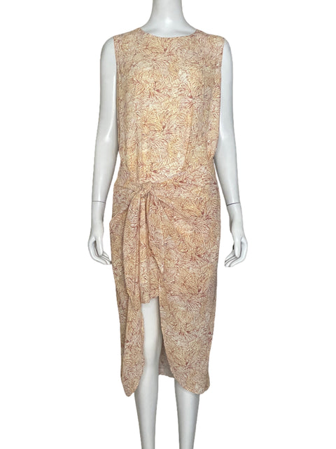 Vestido BCBG Doble Falda Estampado Amarillo-Talla L