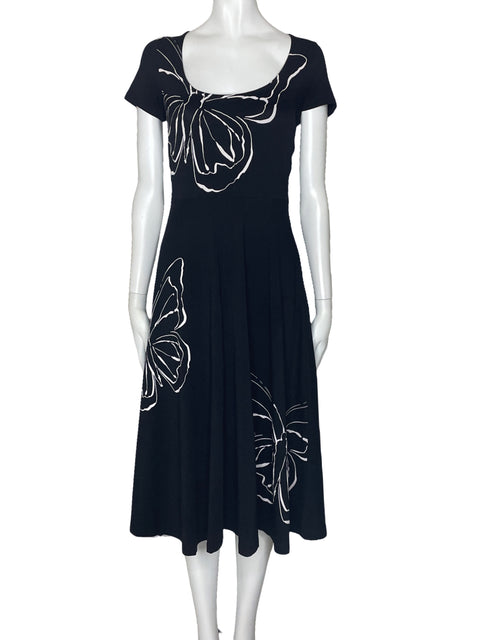 Vestido Desigual Estampado Mariposa Negro-Talla M