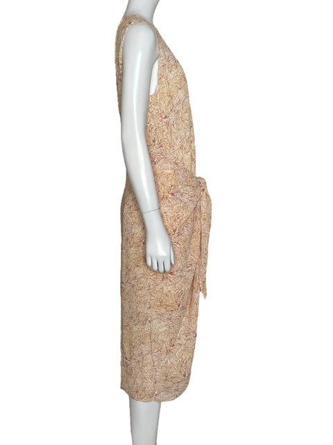 Vestido BCBG Doble Falda Estampado Amarillo-Talla L