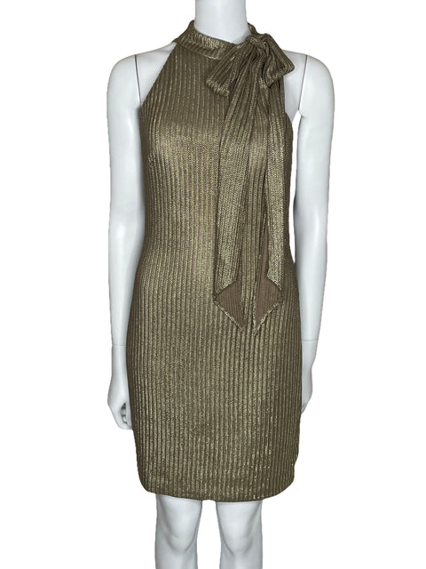 Vestido Leena For Mac Duggal Halter Mini Dorado-Talla 8