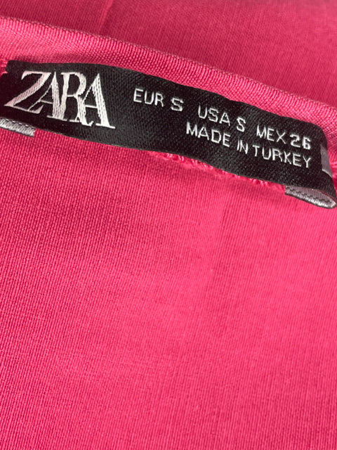 Vestido Zara Manga Larga Rosado- Talla S