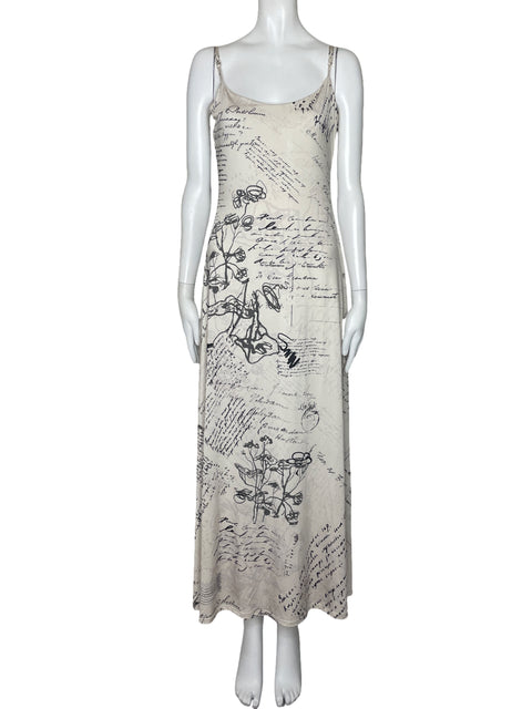 Vestido Desigual Escrito Tiras Blanco-Talla M