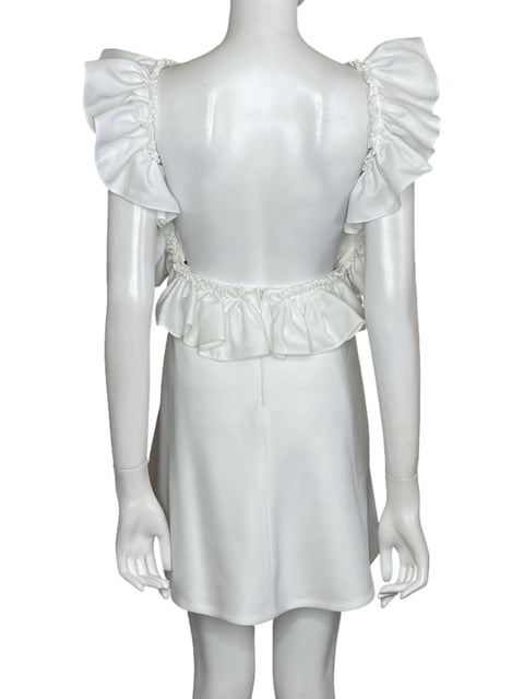 Vestido Andrea Ayala Ruffle Mini Blanco-Talla S