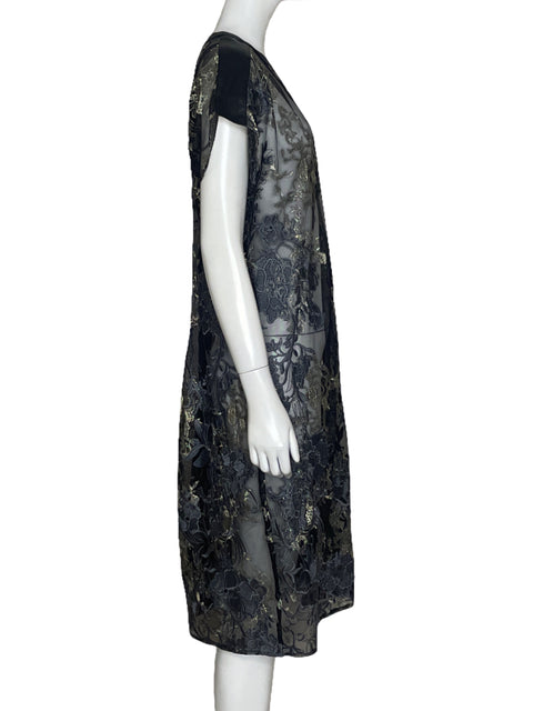 Vestido BCBG Mesh Bordado Negro-Talla 06
