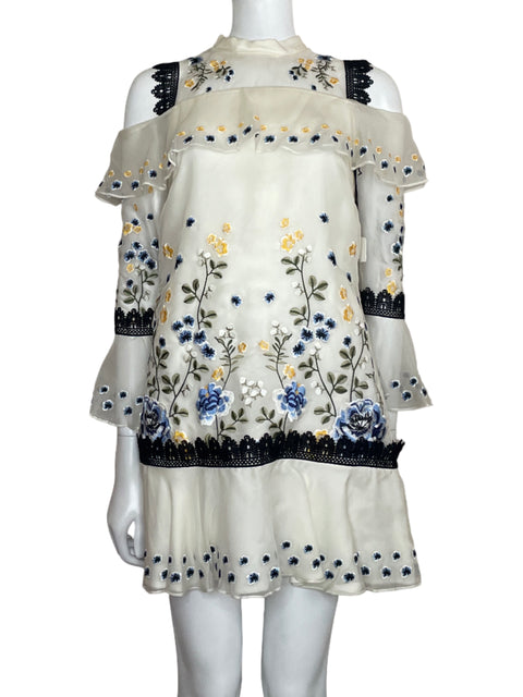 Vestido Amur Bordado Floral Beige-Talla 2