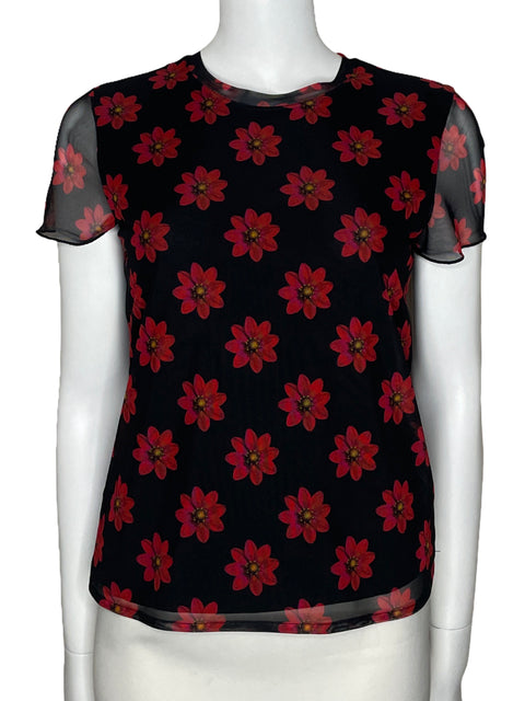 Sueter Desigual Floral Manga Corta Negro-Talla M