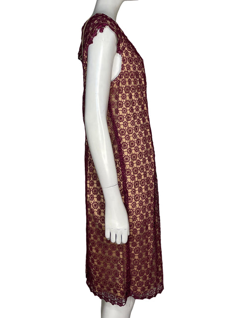 Vestido Adrianna Papell 16 Encaje Burdeos Rojo Vino - Talla 16