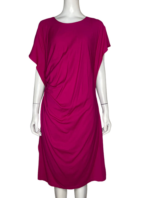 Vestido Escada Drapeado Lateral Fucsia - Talla 44
