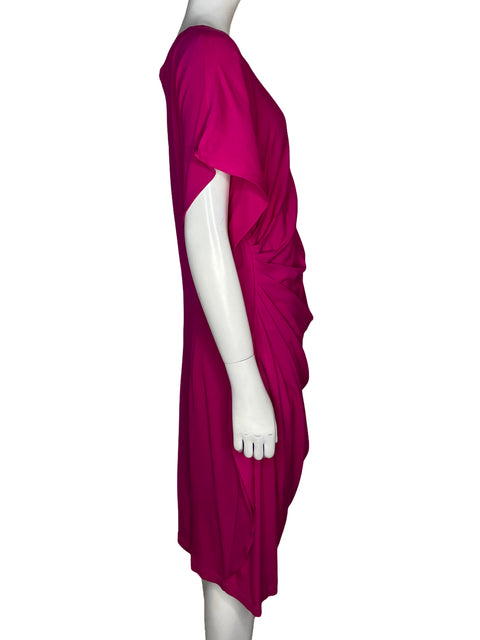 Vestido Escada Drapeado Lateral Fucsia - Talla 44