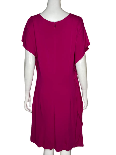 Vestido Escada Drapeado Lateral Fucsia - Talla 44
