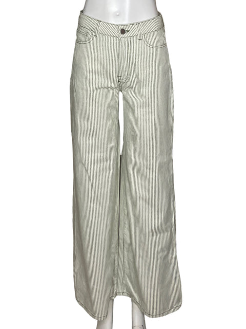 Pantalón Zara Basta Ancha Líneas Blanco - Talla 2